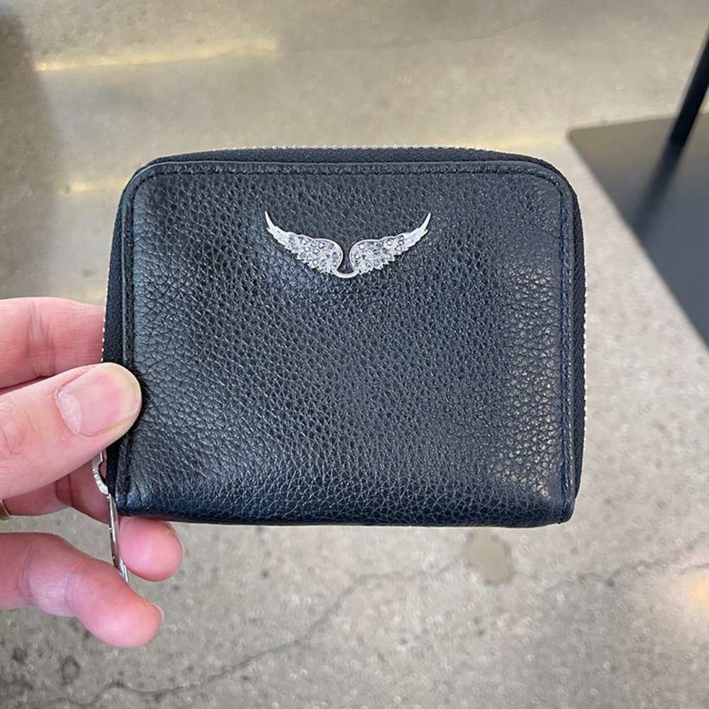 NWT ZADIG & VOLTAIRE SIGNATURE WING LOGO ALL AROUND ZIPPERED MINI WALLET